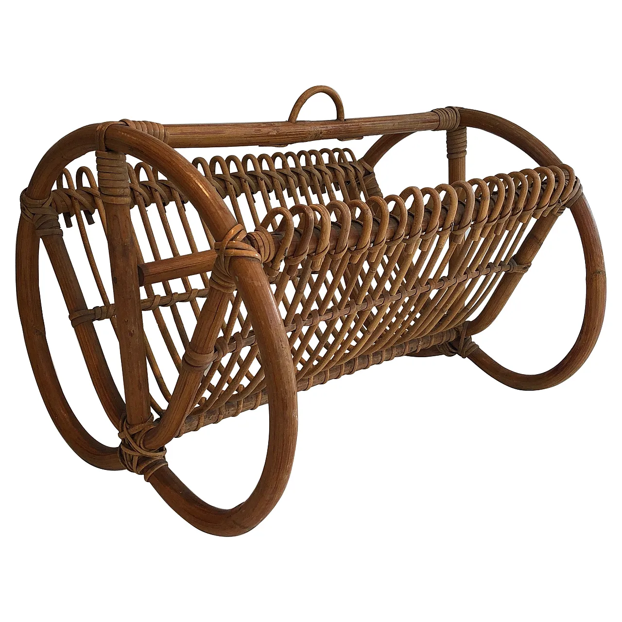 Rattan magazine rack, 1950s 1