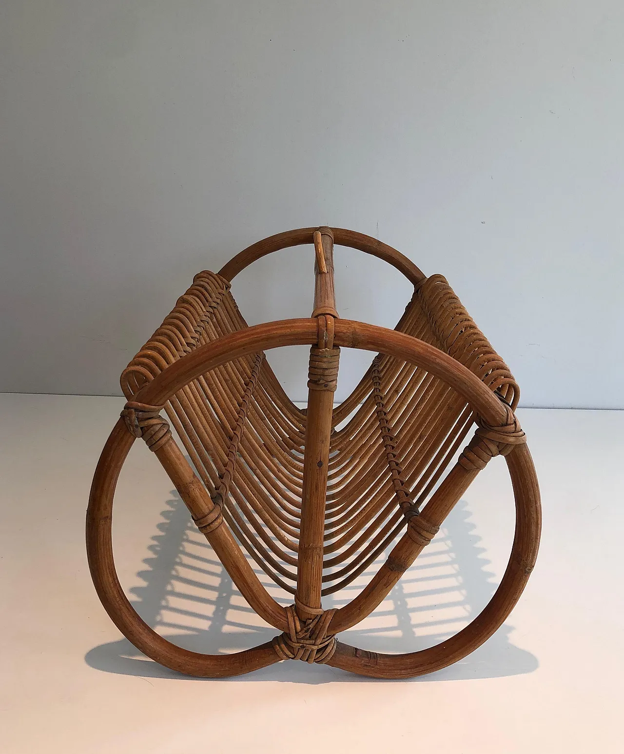 Rattan magazine rack, 1950s 6