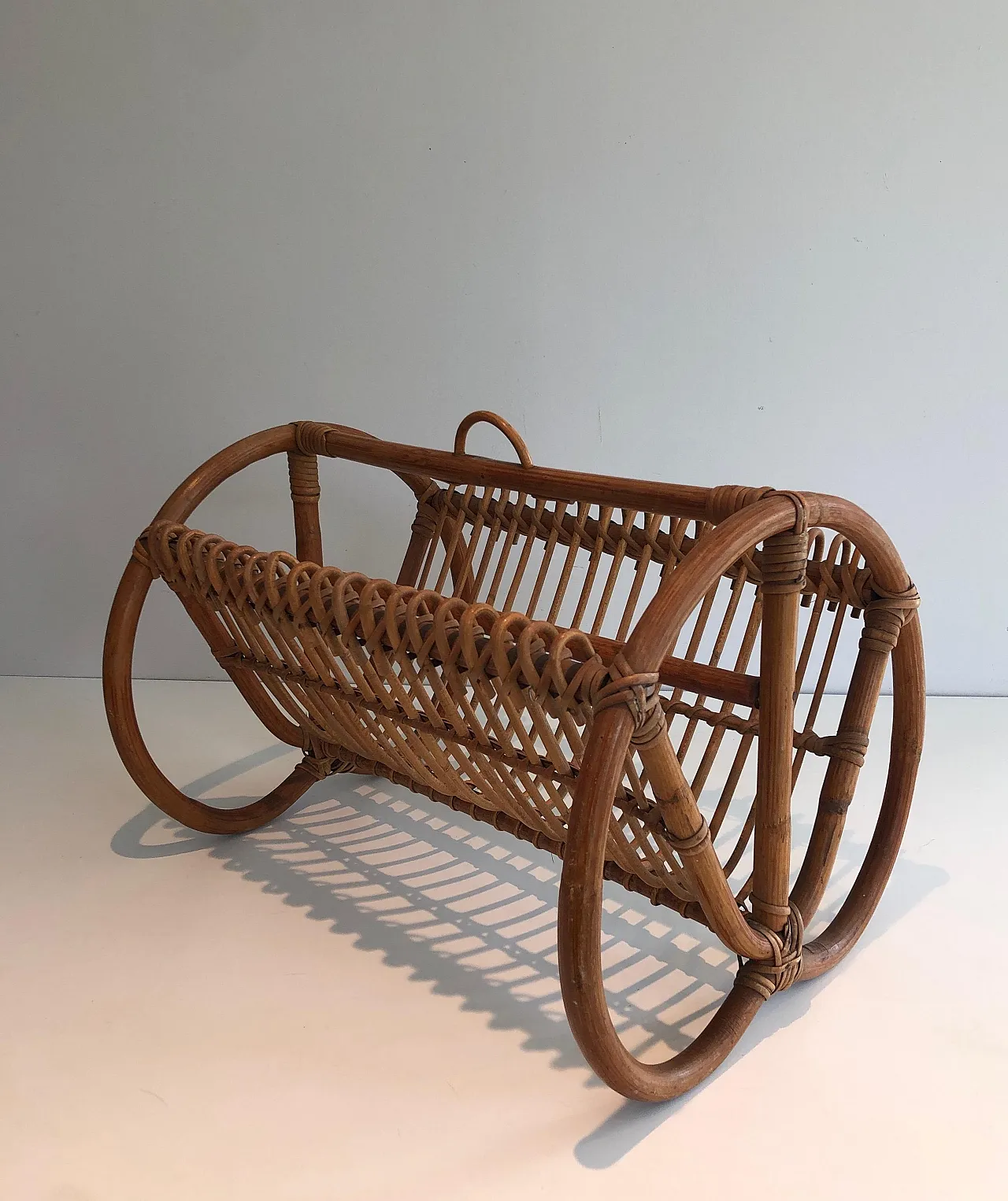 Rattan magazine rack, 1950s 10