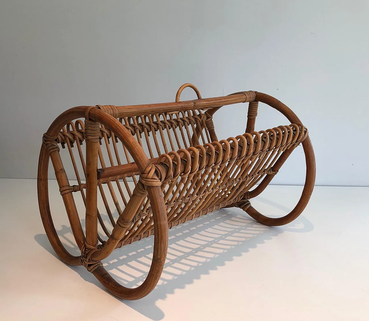 Rattan magazine rack, 1950s 12