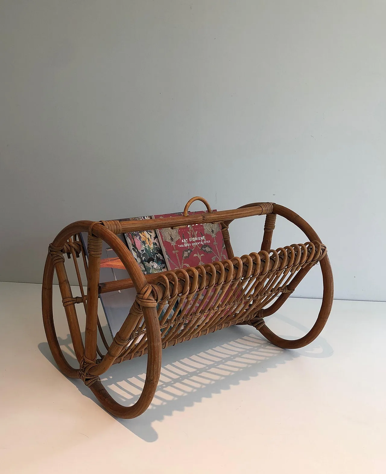 Rattan magazine rack, 1950s 15