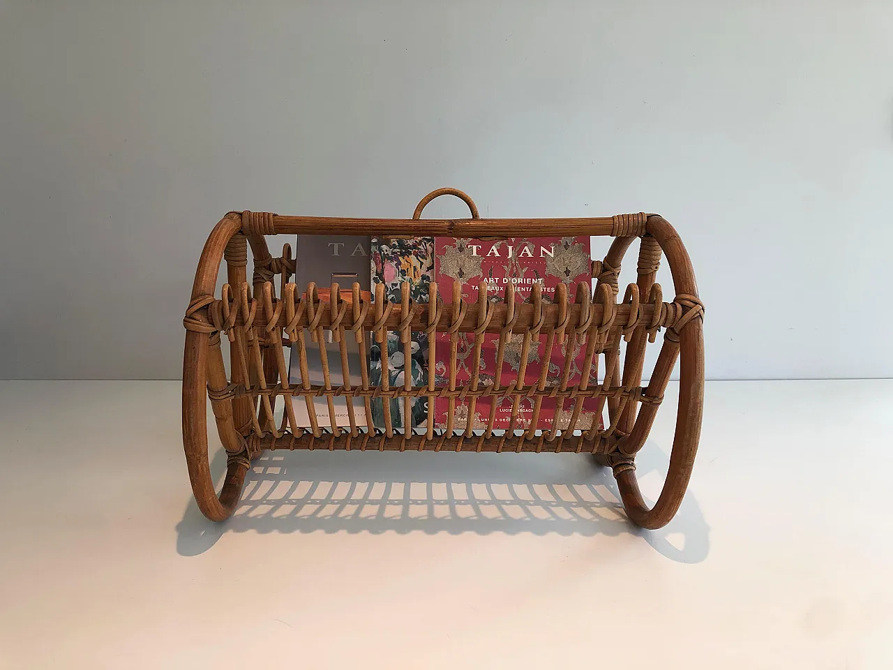 Rattan magazine rack, 1950s 17