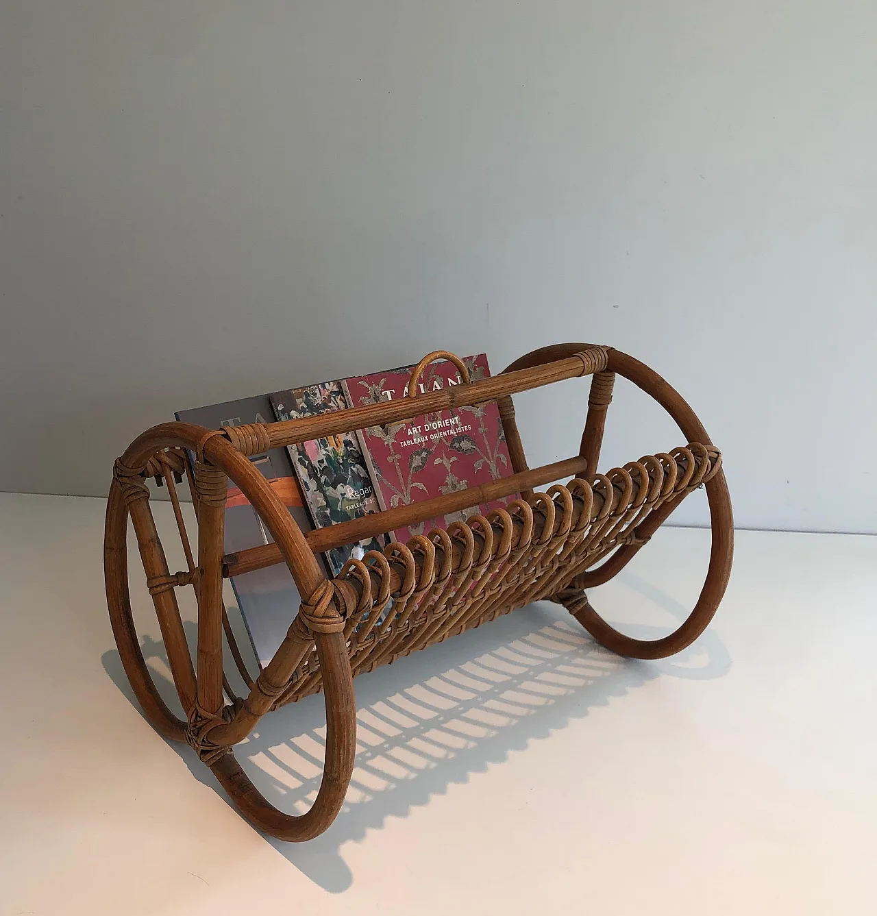 Rattan magazine rack, 1950s 18