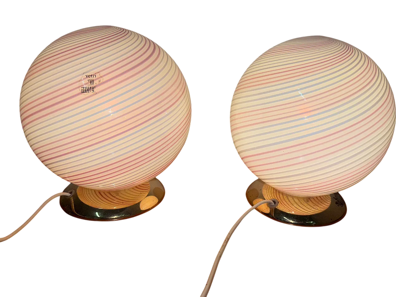 Pair of pink swirl lamps, 70s 9