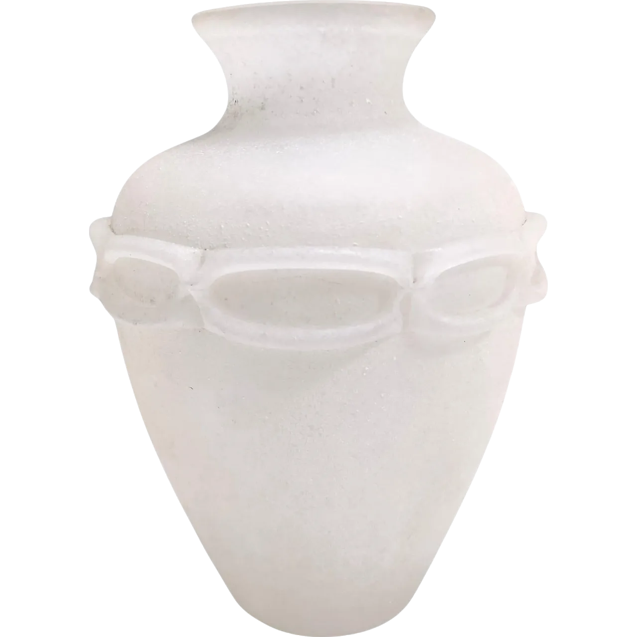 Postmodern white scavo glass vase Seguso style, 70s 9