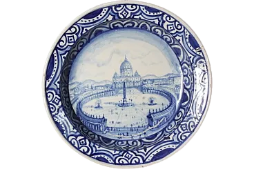 Grande piatto maiolica raffigurante Roma, 1915