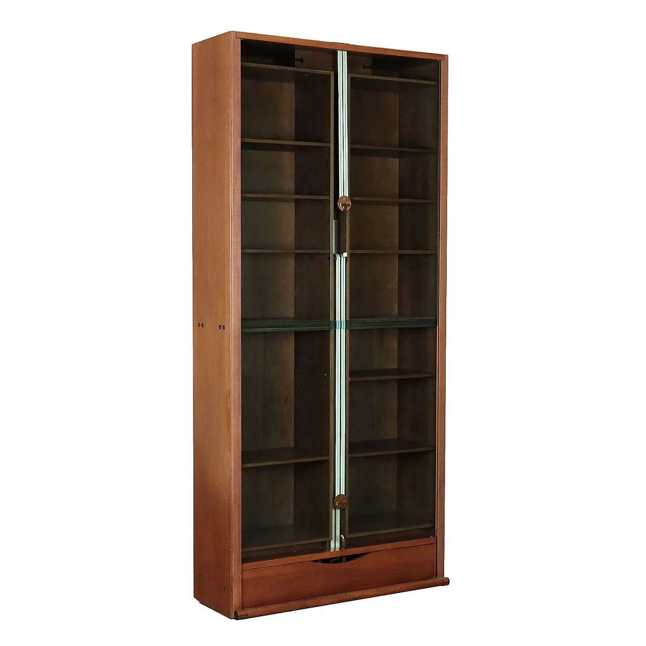 Zibaldone bookcase in walnut veneered wood by Carlo Scarpa for Bernini, 1970s 1