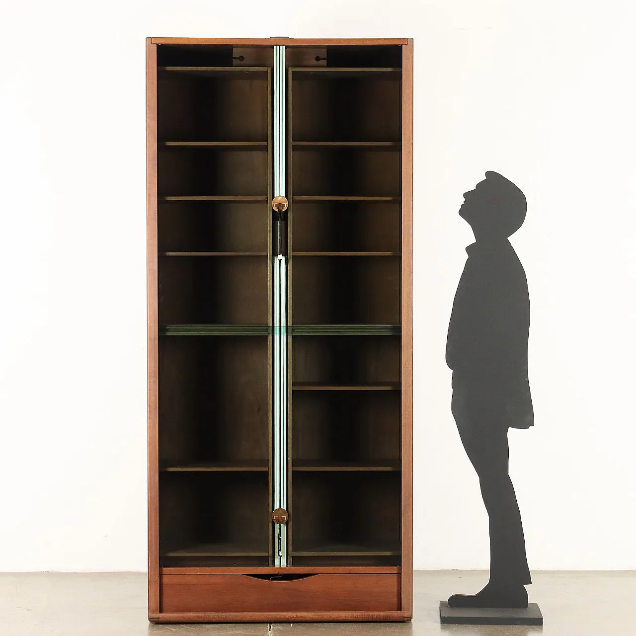 Zibaldone bookcase in walnut veneered wood by Carlo Scarpa for Bernini, 1970s 2