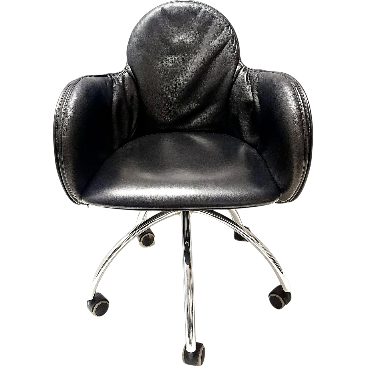 Black Leather Incisa Office Chair by Vico Magistretti for De Padova, 1992 15