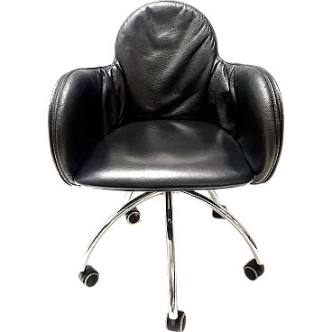 Black Leather Incisa Office Chair by Vico Magistretti for De Padova, 1992