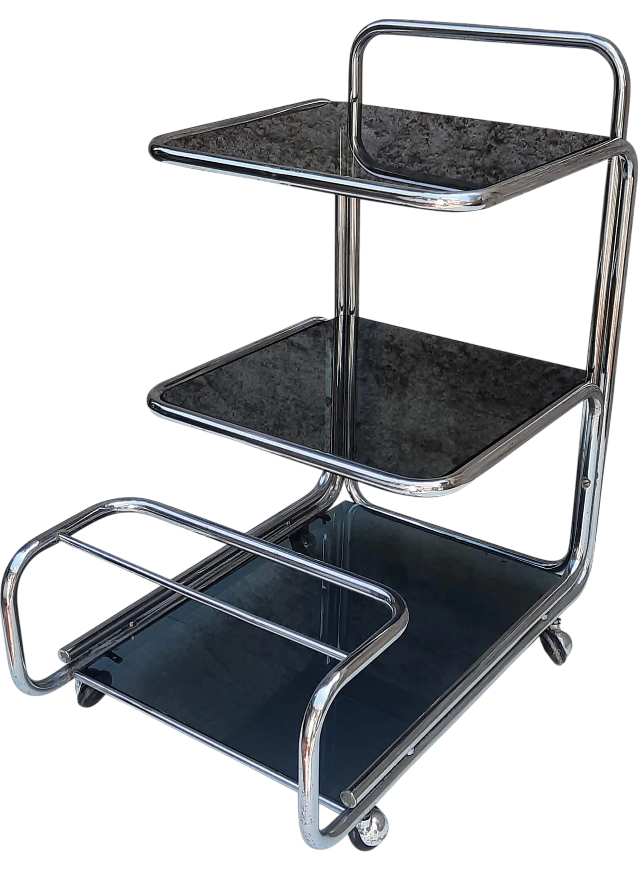 Trolley bar in steel and smoked glass, 1970s 1332780