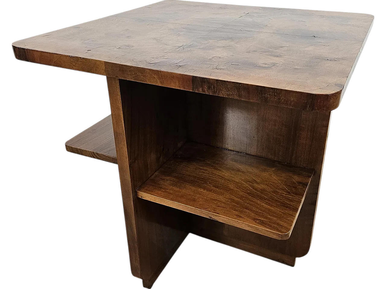 Table Art Decò square in walnut root, 1930s 12