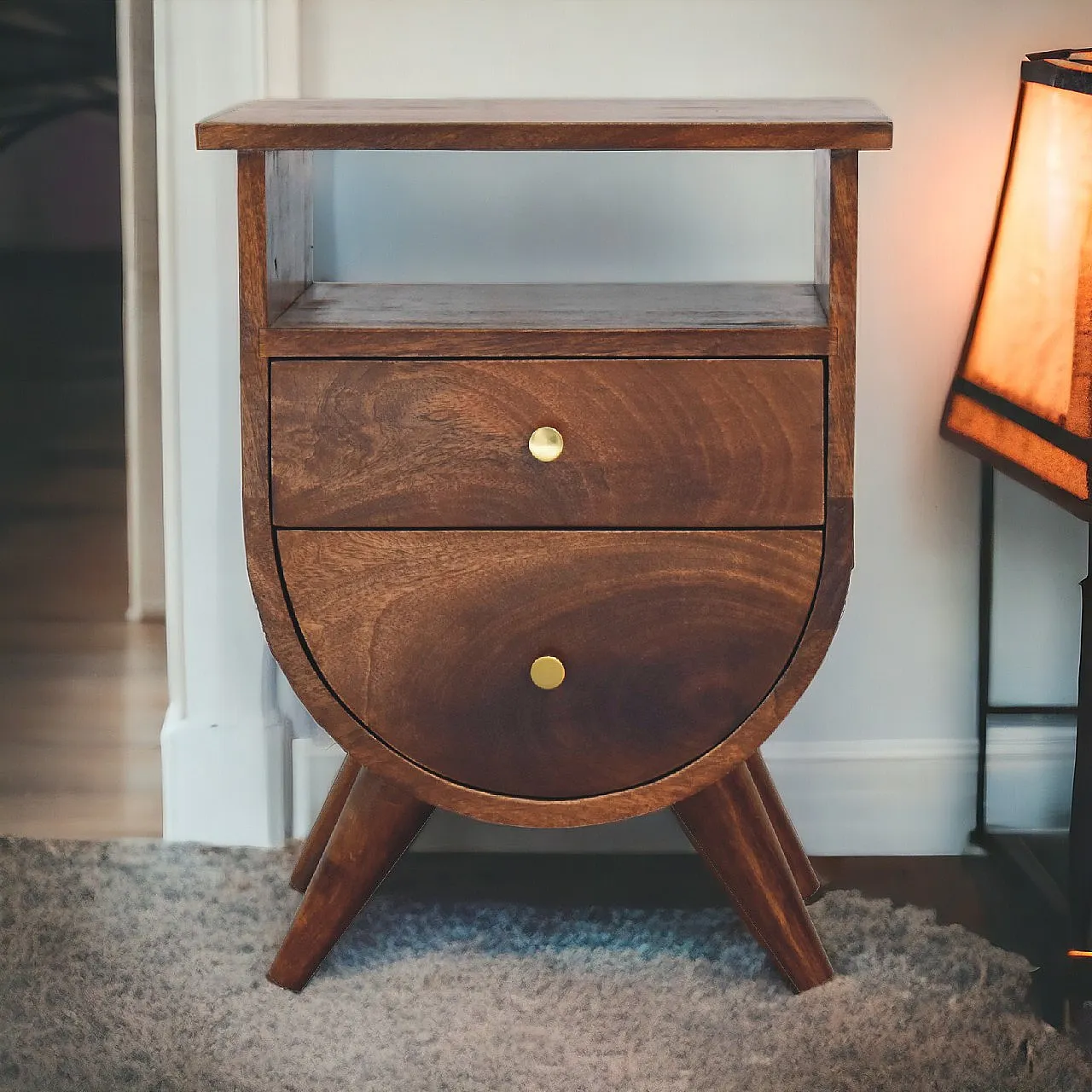 Bedside table Solid Mango Wood Chestnut, 2000 10