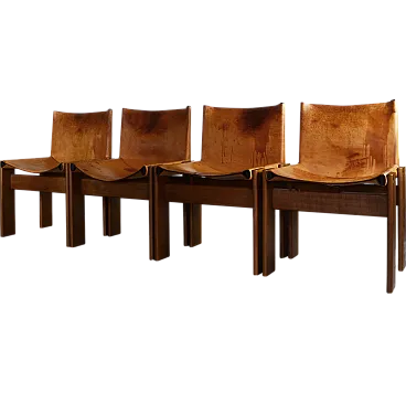 4 Monk chairs by Afra & Tobia Scarpa for Molteni, year 1970s