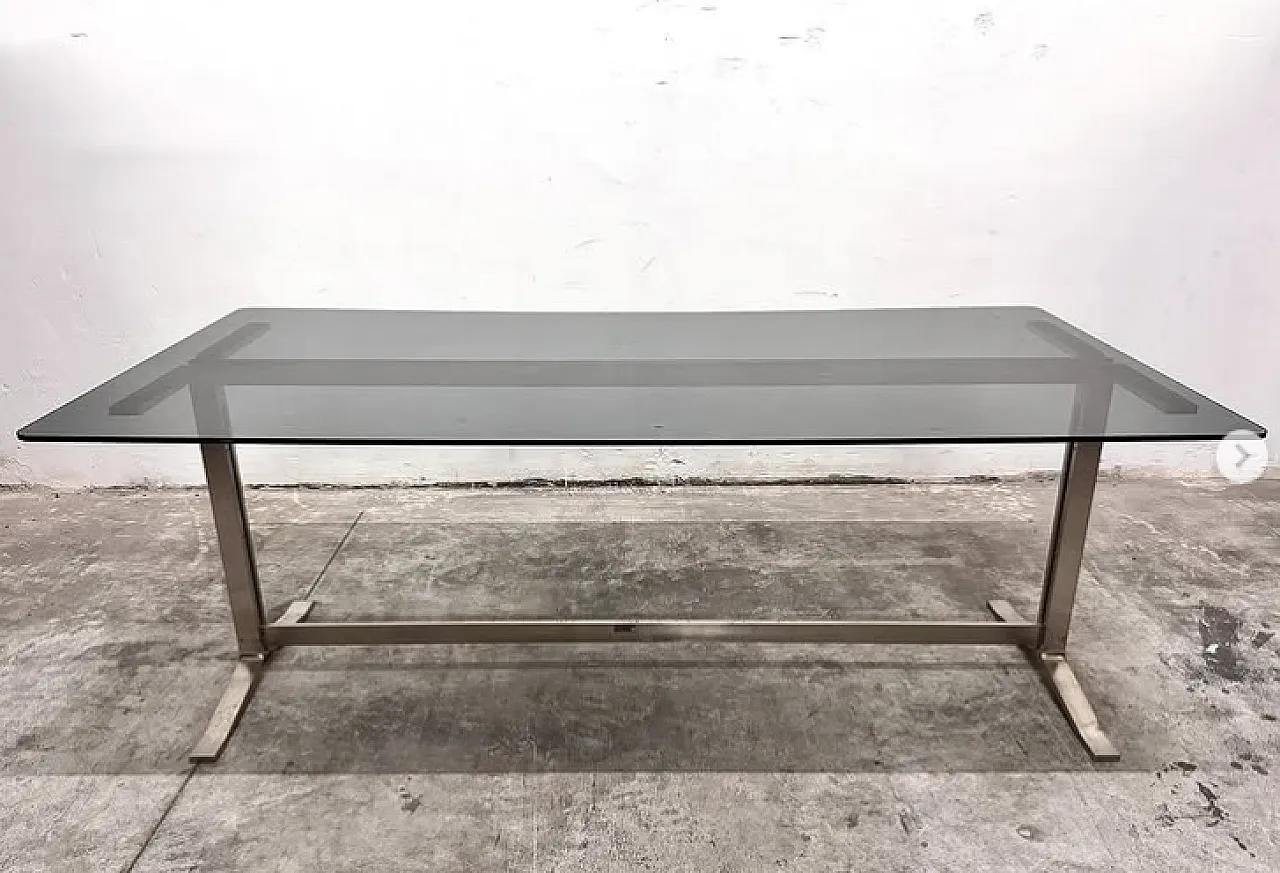 Steel and smoked glass table by Gianni Moscatelli for Formanova, 1970s 1