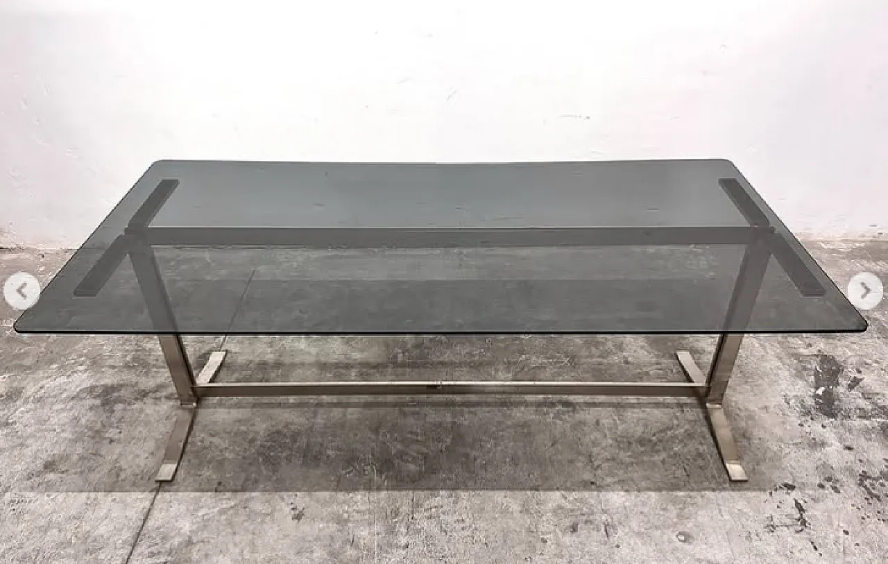 Steel and smoked glass table by Gianni Moscatelli for Formanova, 1970s 2