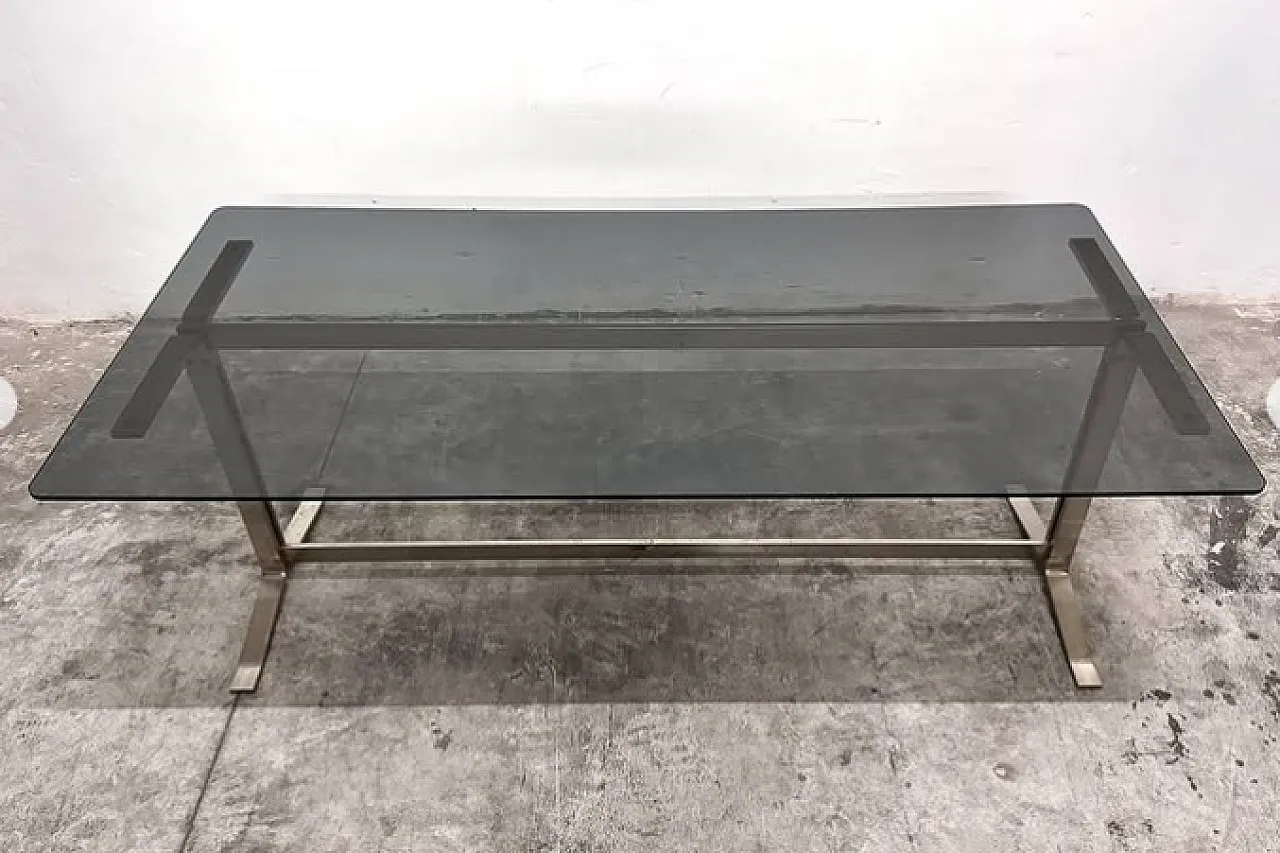 Steel and smoked glass table by Gianni Moscatelli for Formanova, 1970s 5