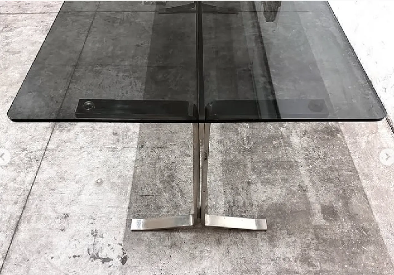 Steel and smoked glass table by Gianni Moscatelli for Formanova, 1970s 6