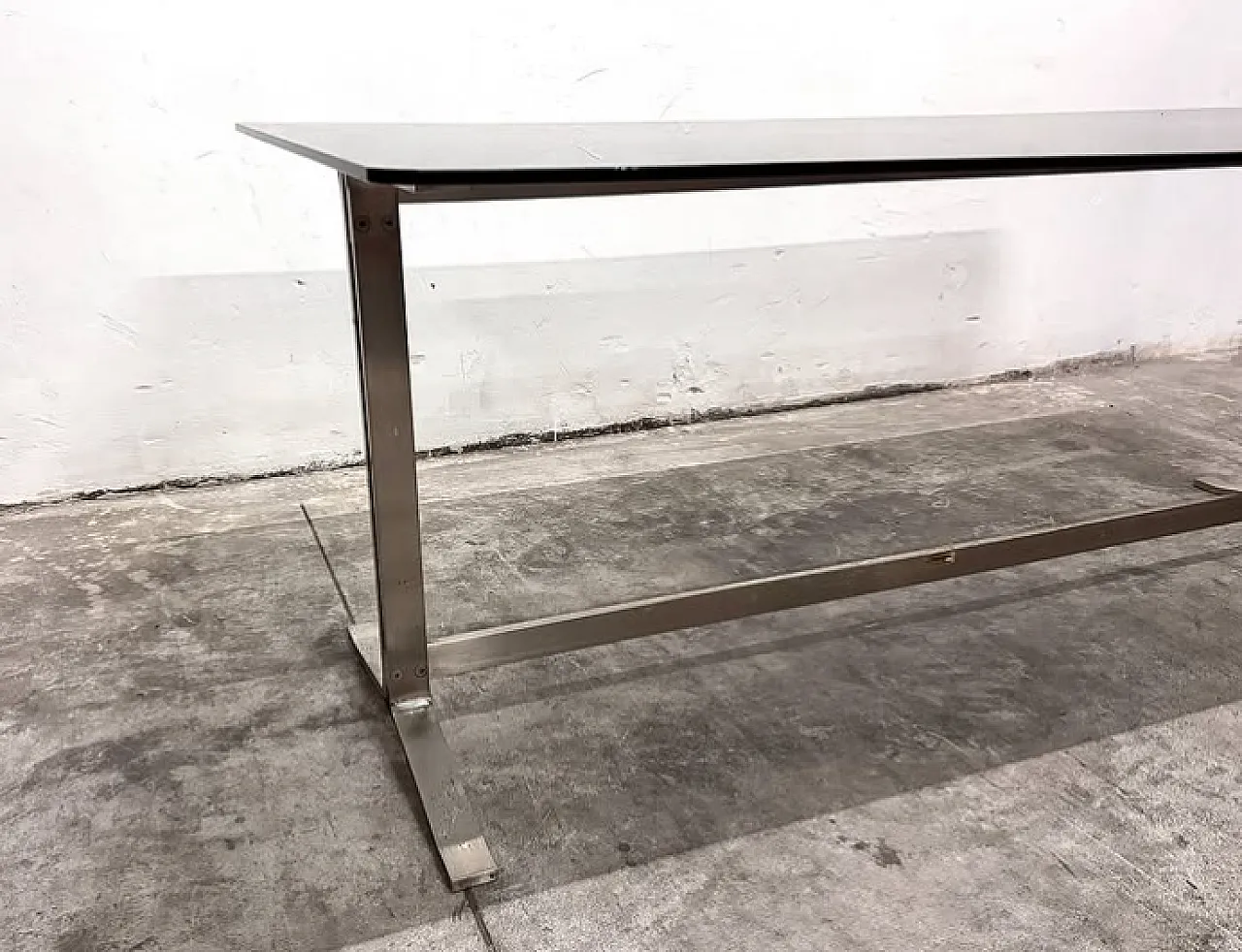 Steel and smoked glass table by Gianni Moscatelli for Formanova, 1970s 9