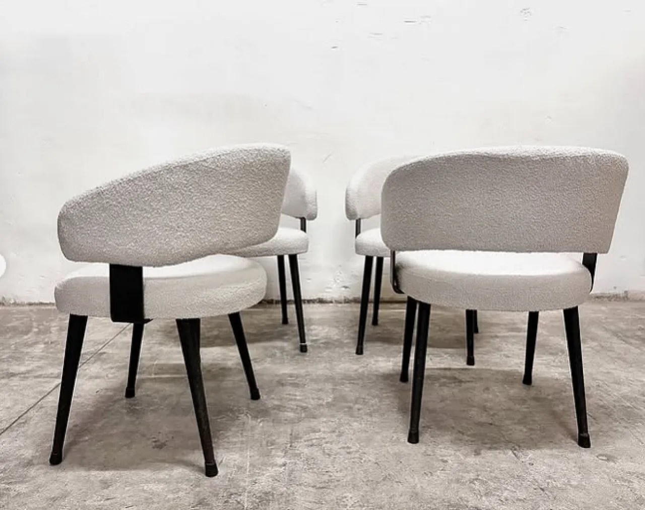 4 Metal and bouclé armchairs, 1970s 2