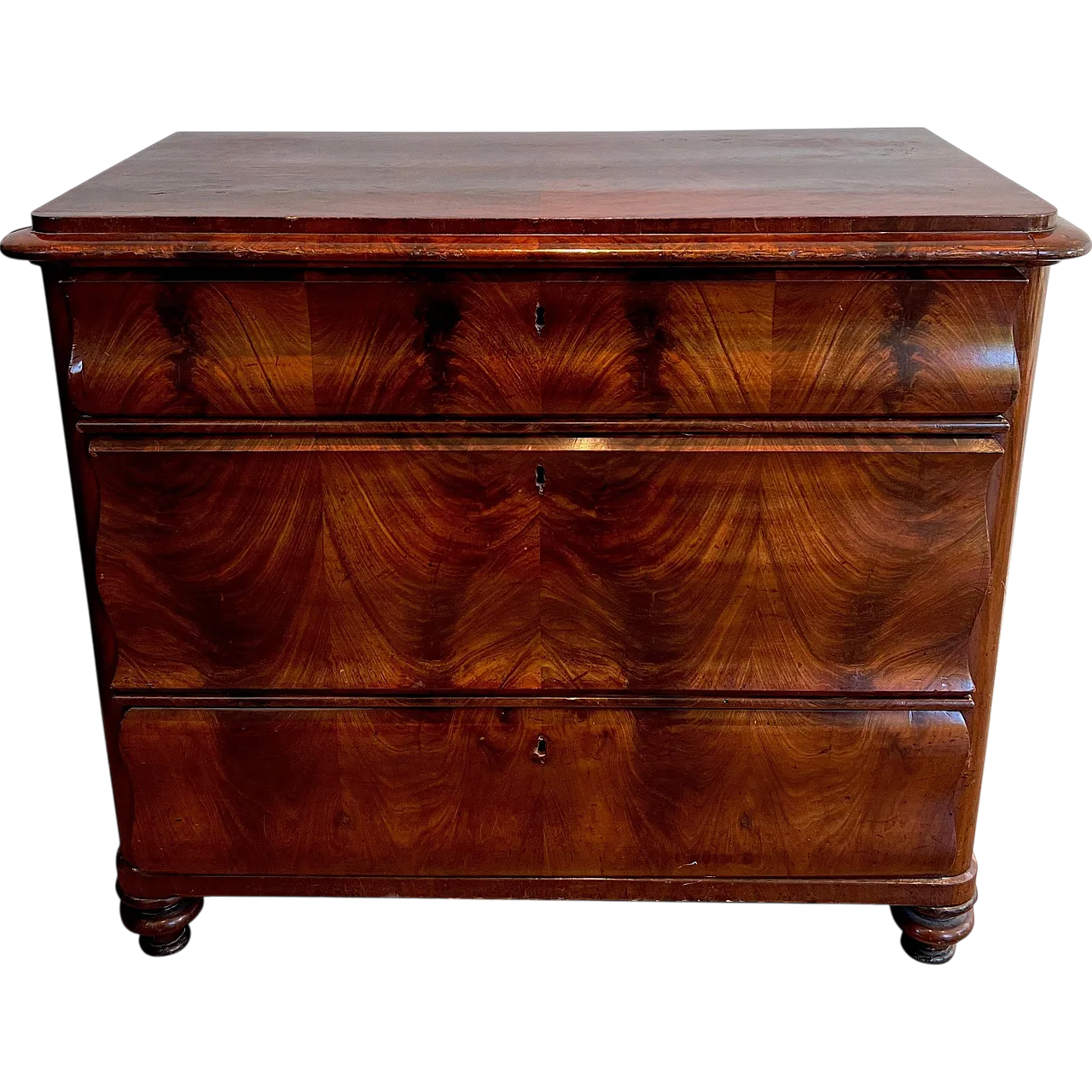 Louis Philippe chest of drawers in flamed mahogany, 19th century 21