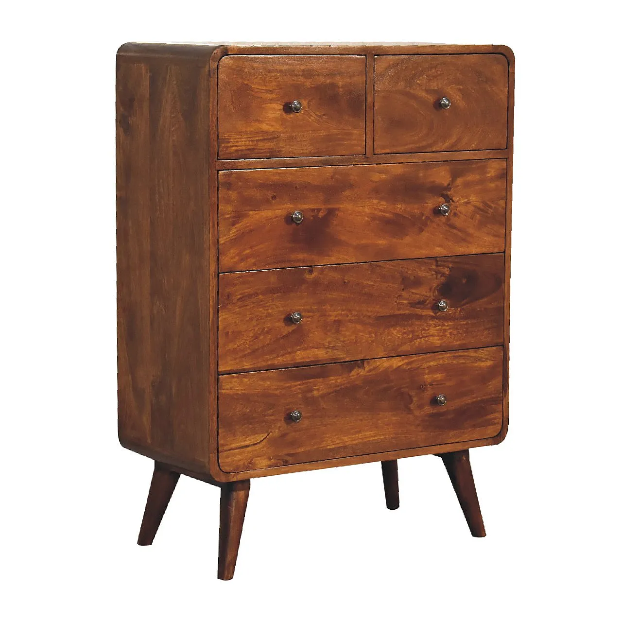 4 Chest over 3 Curved Oakish Artisan Furniture Solid Wood, 2000s 3