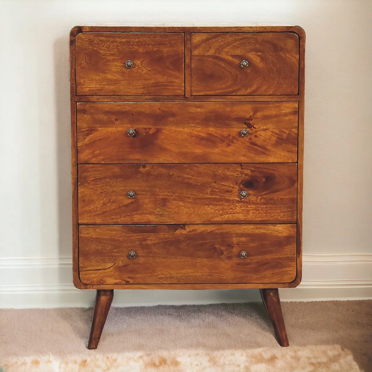 4 Chest over 3 Curved Oakish Artisan Furniture Solid Wood, 2000s 10