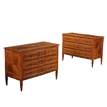 Pair of Neoclassic chest of  drawers with inlay wood, 18th century