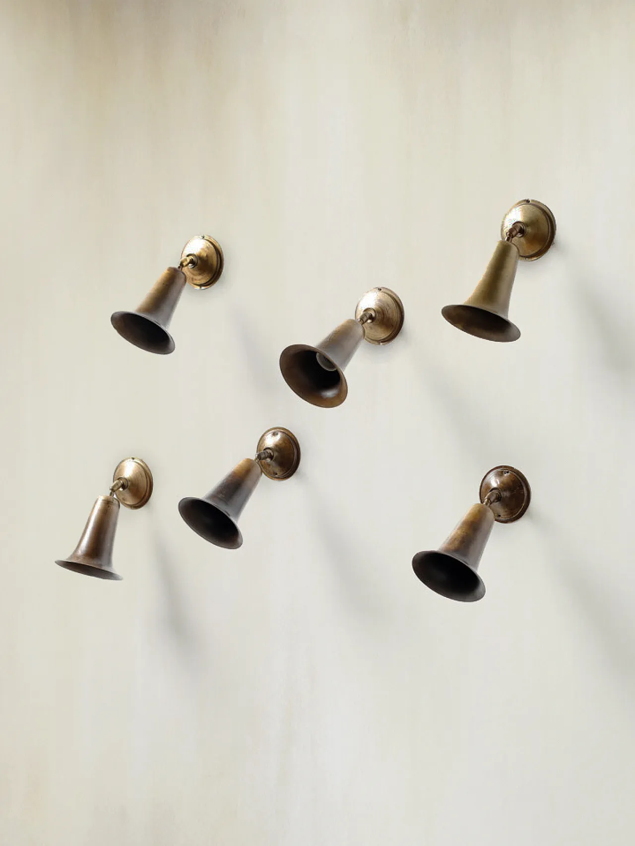 4 Trombetta brass sconces  wall lamps with adjustable heads, 1950s 7