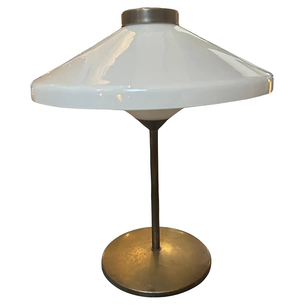 Brass and glass table lamp in the Oscar Torlasco style, 1950s 1