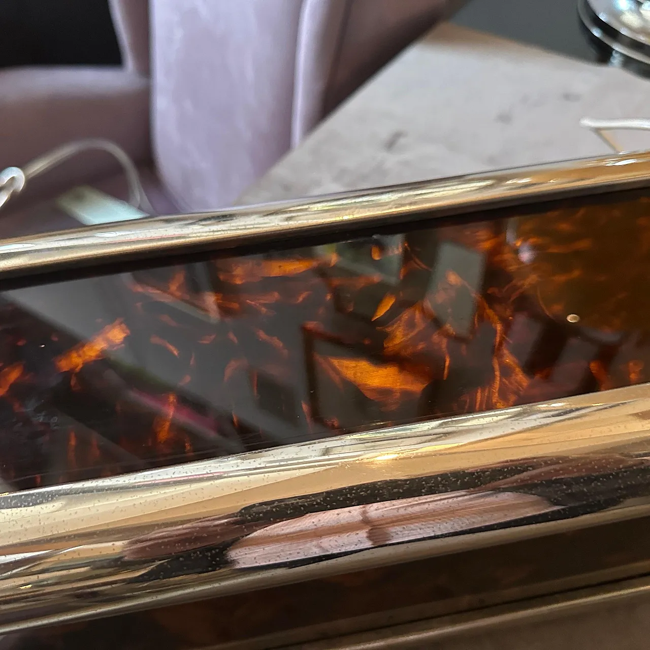 Lucite lamp and mock tortoiseshell silver plate, 1980s 3