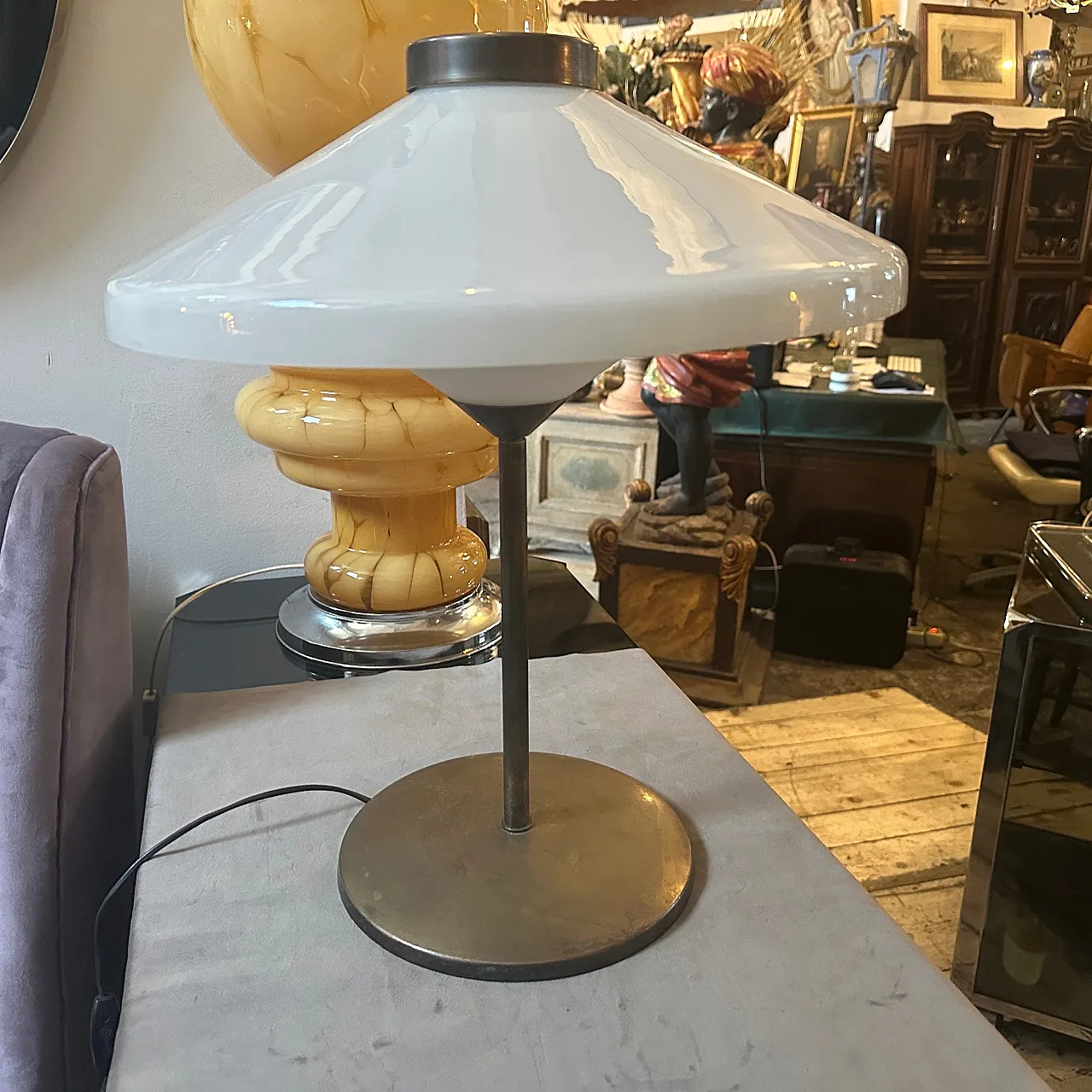 Brass and glass table lamp in the Oscar Torlasco style, 1950s 4