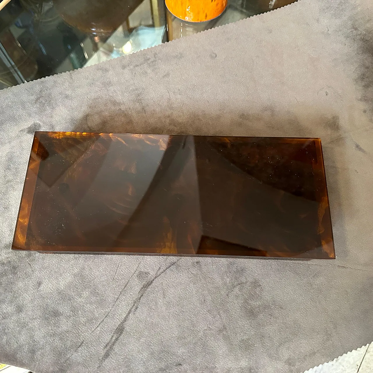 Faux tortoiseshell lucite jewellery box, 1970s 6