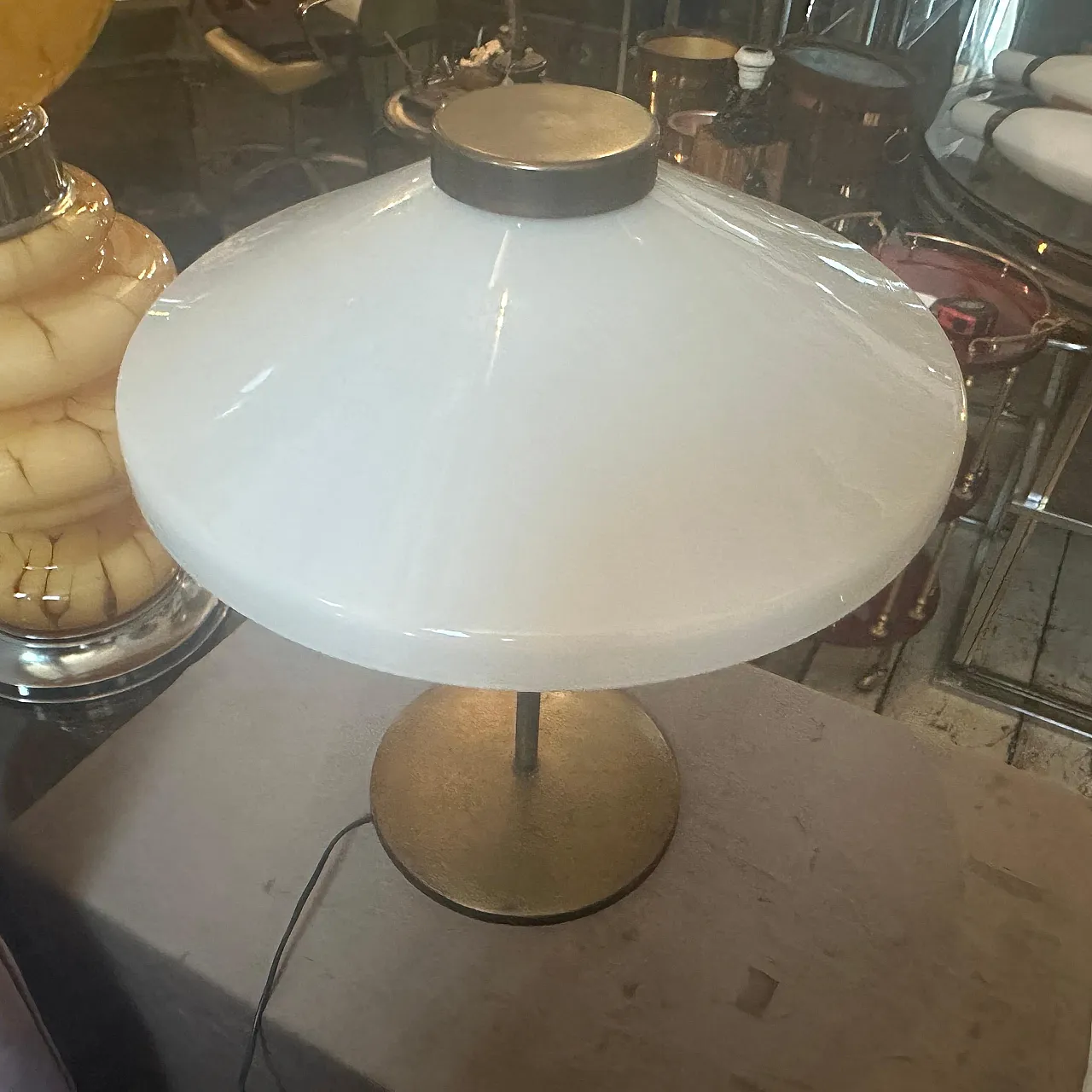 Brass and glass table lamp in the Oscar Torlasco style, 1950s 10