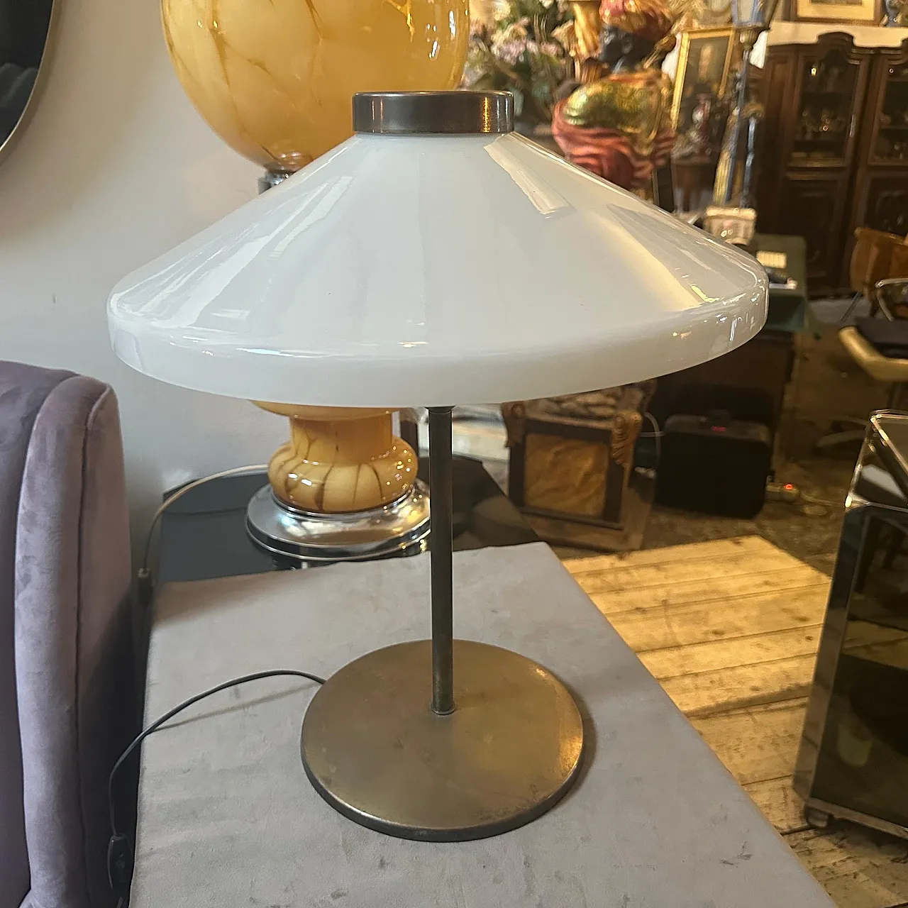 Brass and glass table lamp in the Oscar Torlasco style, 1950s 12