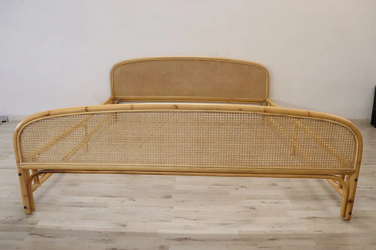 Double bed in wicker, 80s 3