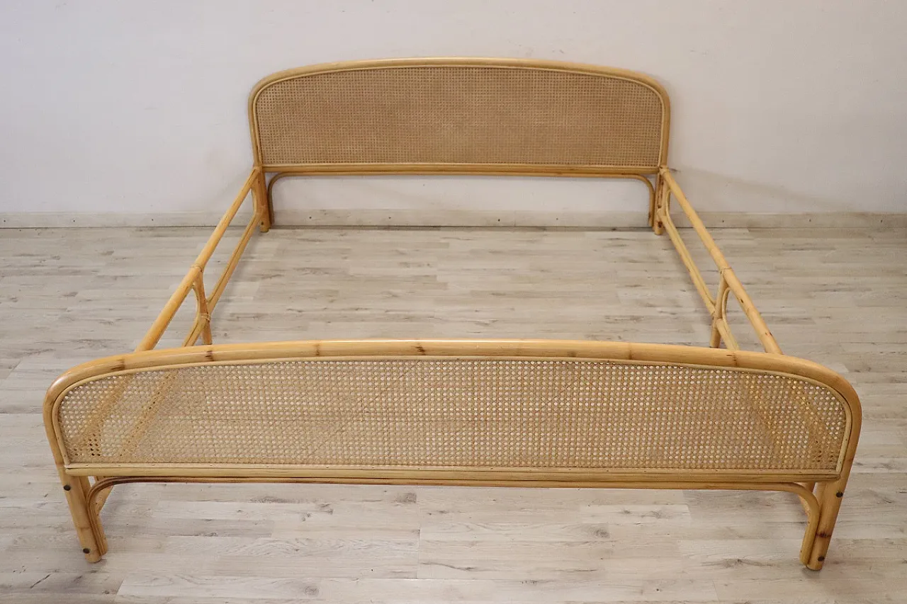 Double bed in wicker, 80s 4