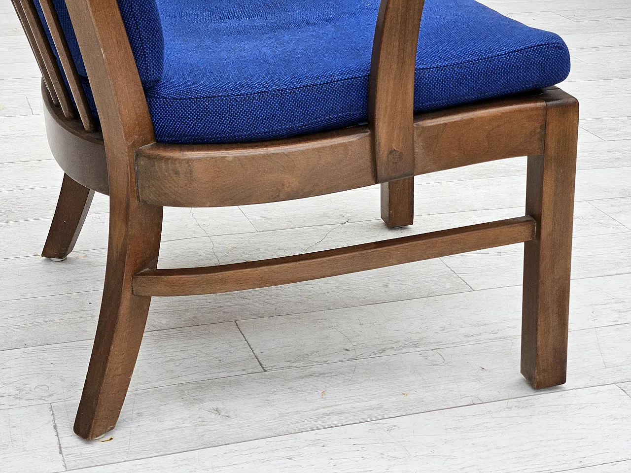 Danish armchair by Fritz Hansen wool fabric and beech wood, 60s 10