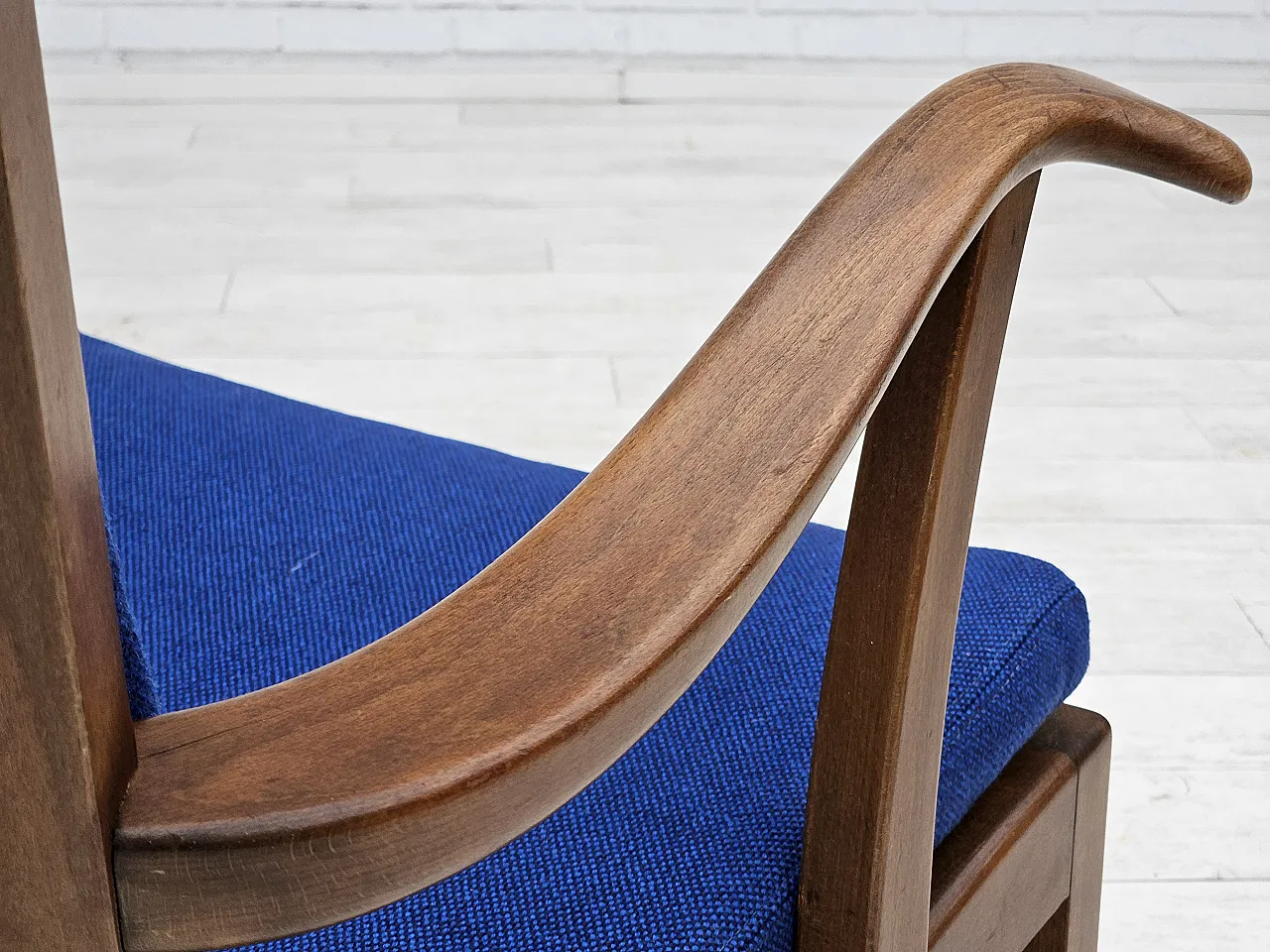 Danish armchair by Fritz Hansen wool fabric and beech wood, 60s 12