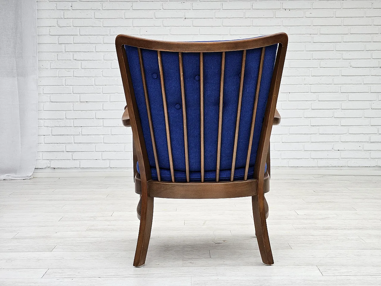 Danish armchair by Fritz Hansen wool fabric and beech wood, 60s 15