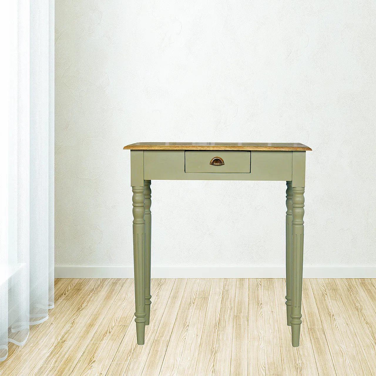 Writing desk hand painted Mango Wood Grey, 2000 1