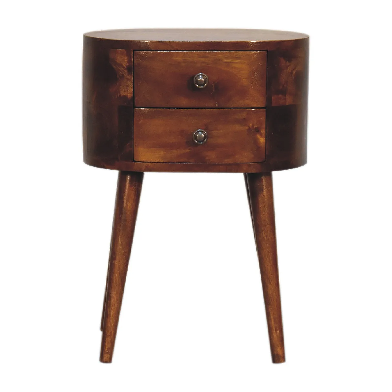 Bedside Table Rounded Solid Mango Wood Chestnut, 2000 1