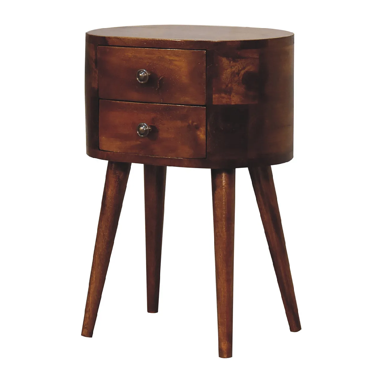 Bedside Table Rounded Solid Mango Wood Chestnut, 2000 2