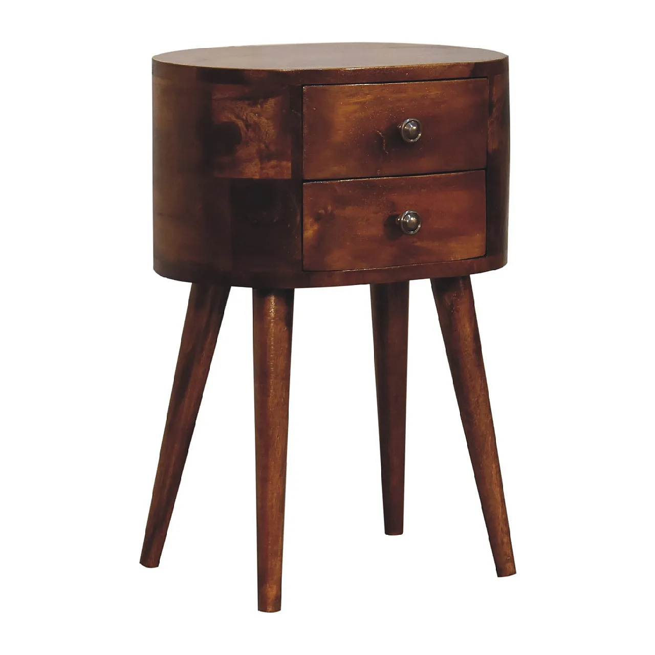 Bedside Table Rounded Solid Mango Wood Chestnut, 2000 3