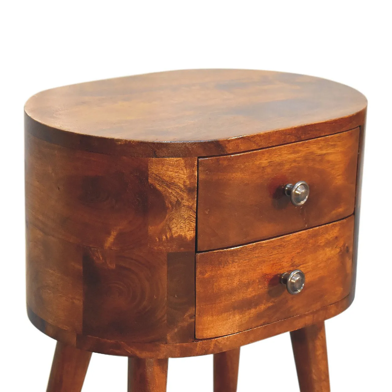 Bedside Table Rounded Solid Mango Wood Chestnut, 2000 5