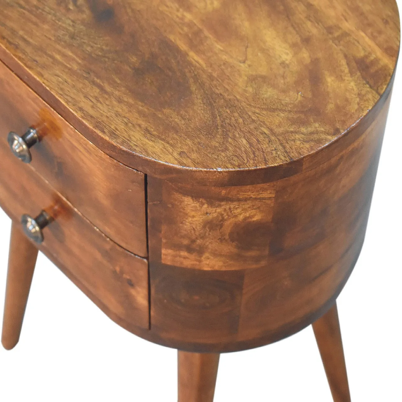 Bedside Table Rounded Solid Mango Wood Chestnut, 2000 6