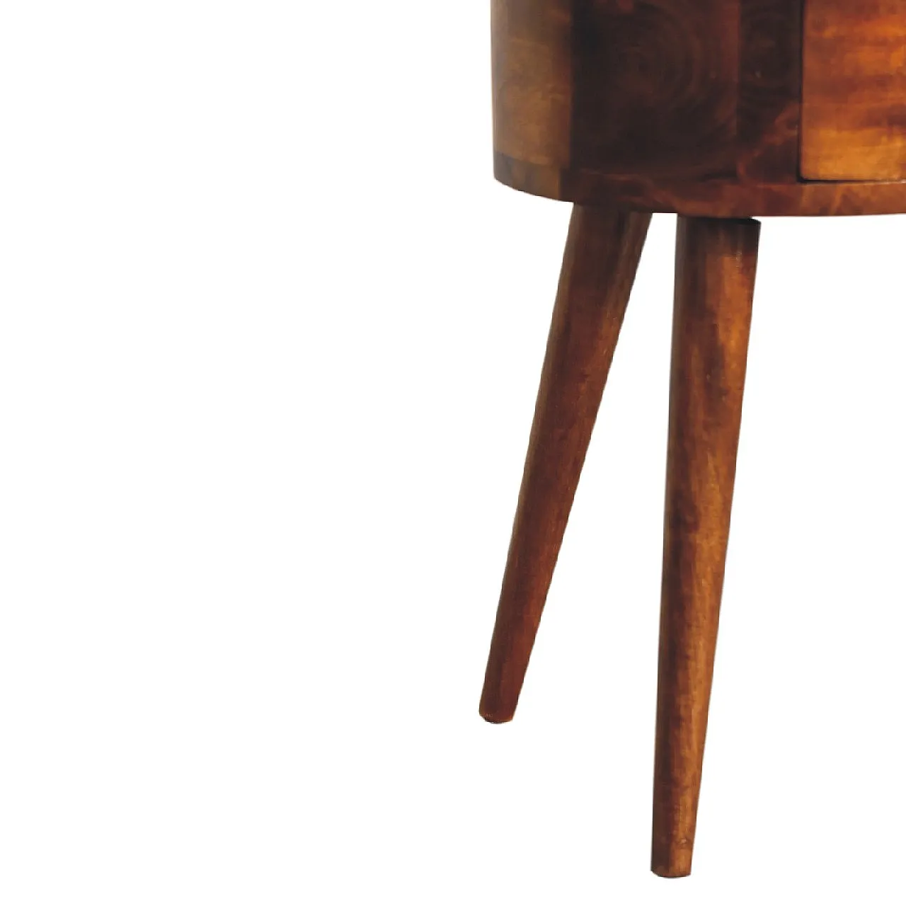 Bedside Table Rounded Solid Mango Wood Chestnut, 2000 7