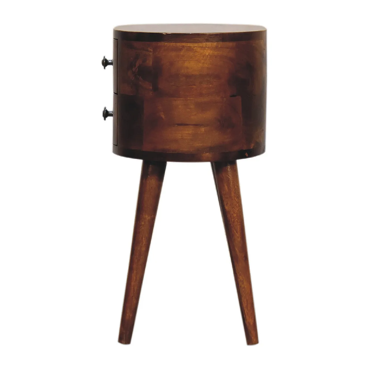 Bedside Table Rounded Solid Mango Wood Chestnut, 2000 9