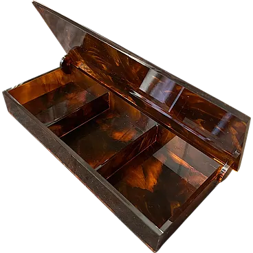 Faux tortoiseshell lucite jewellery box, 1970s