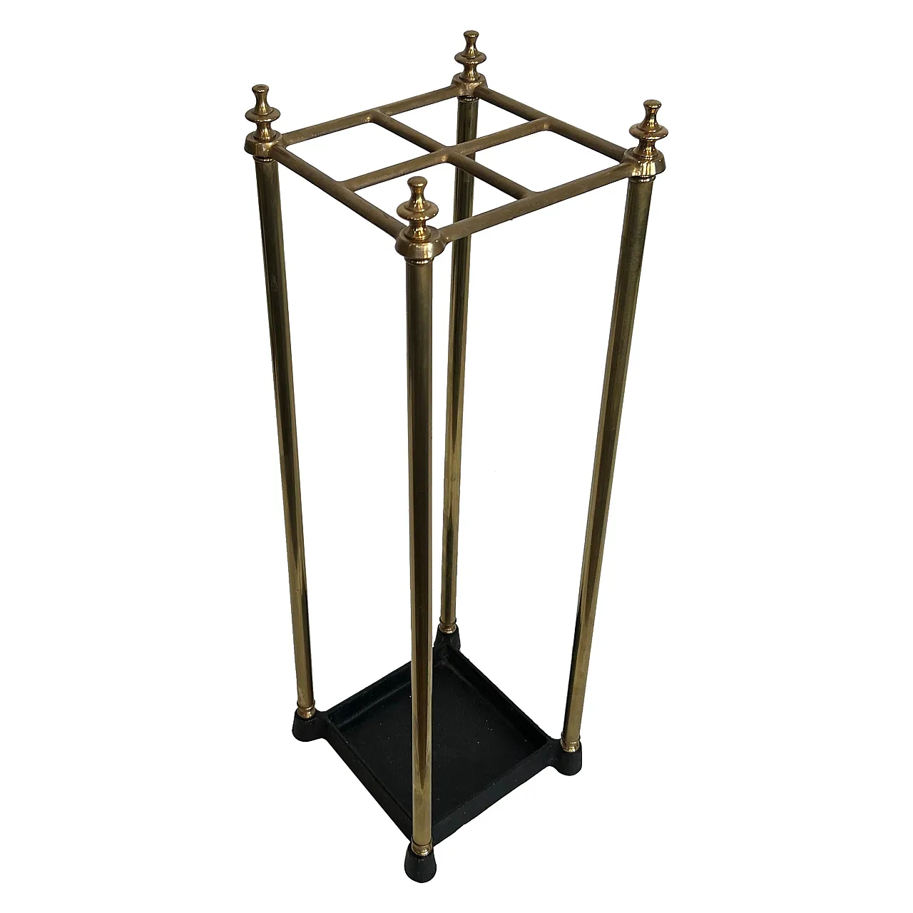 Square brass umbrella stand, early 20th century 1